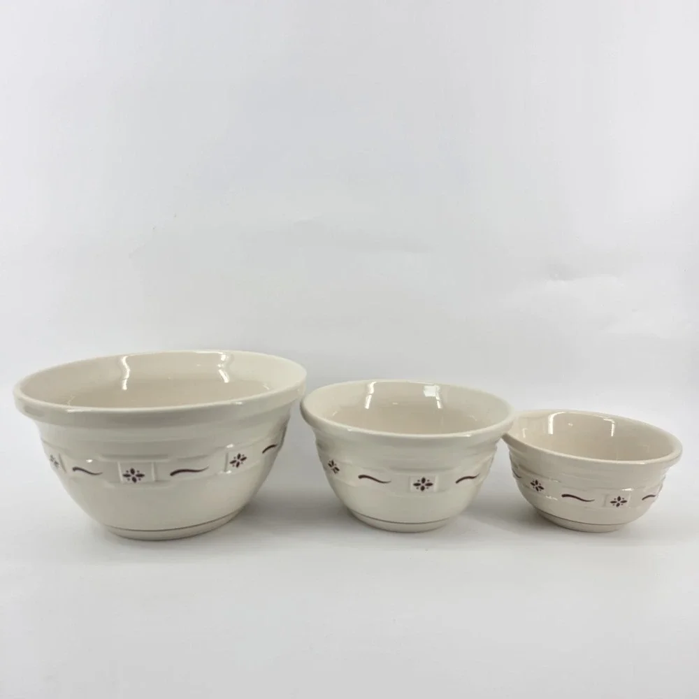 Longaberger 3 Woven Traditions Red Nesting Mixing Bowls 10/8/6.5